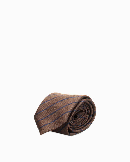 Cravatta marrone a righe diagonali, BROWN