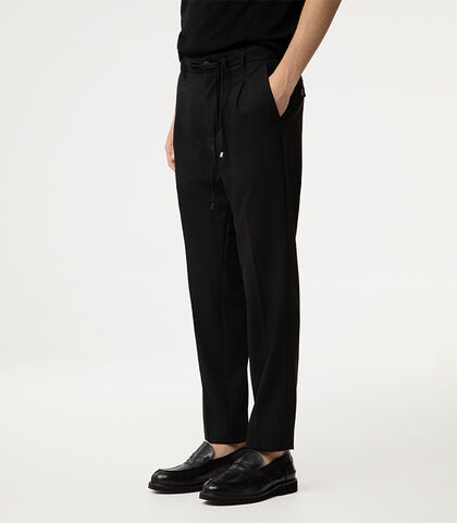 Pantaloni neri con cordoncino in vita, Valerio 1966, 27N9T6051TSNERO42, 002