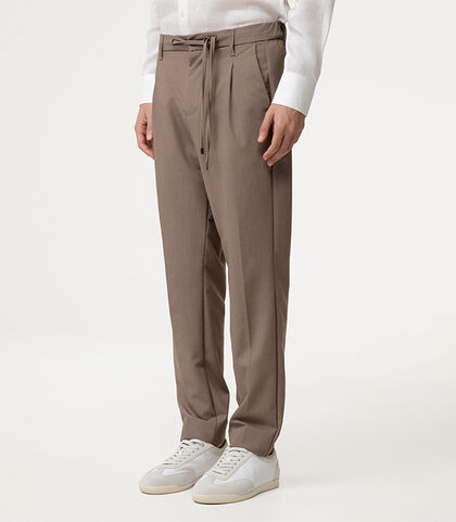 Pantalone taupe con cintura elasticizzata, Valerio 1966, 27N9T6051TSTAUP42, 002