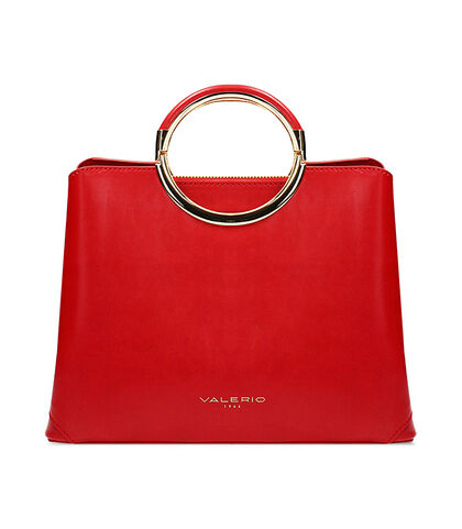 Borsa a mano donna rossa con manico circolare, Valerio 1966, 2523T3636EPROSSUNI, 001