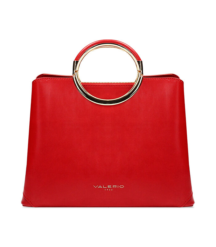 Borsa a mano donna rossa con manico circolare, Valerio 1966, 2523T3636EPROSSUNI