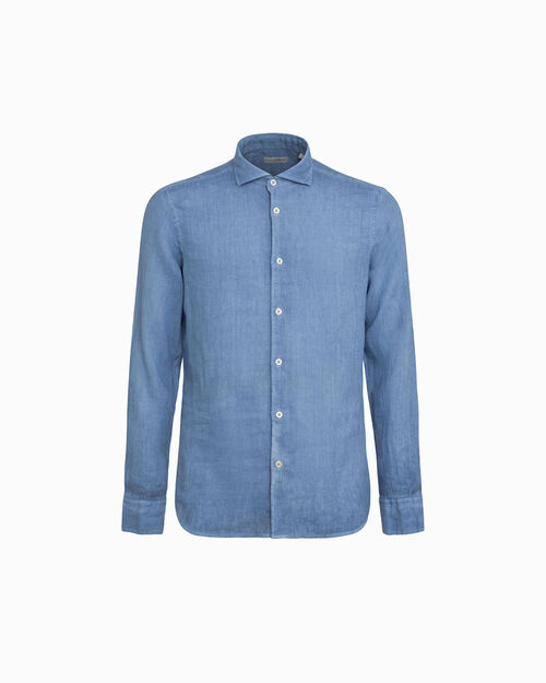 Camicia celeste in lino, LT BLUE