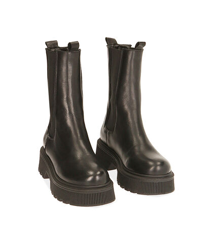 Chelsea boots neri in pelle, tacco 5,5 cm, Valerio 1966, 18L6T4029PENERO035, 002