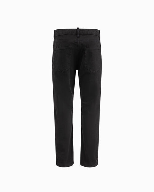 Pantalone in tela jeans nero, BLACK