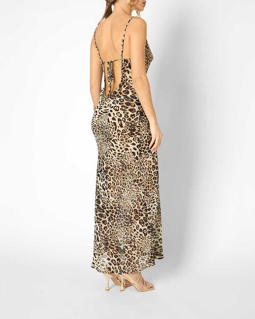 Vestito da donna leopard con incrocio sulla schiena, LEOPARD