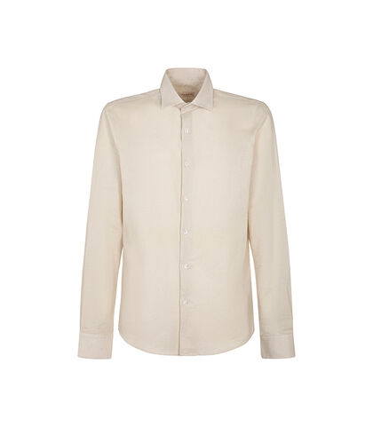Camicia beige in lino con colletto classico, Valerio 1966, 27Z3T2302LNBEIG38, 001