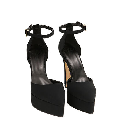 Décolleté platform nere in tessuto, tacco 12,5 cm, 21N2T8611LYNERO035, 002