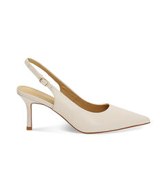 Décolleté slingback donna in pelle panna, Valerio 1966, 25M5T0601PEPANN036, 001 preview
