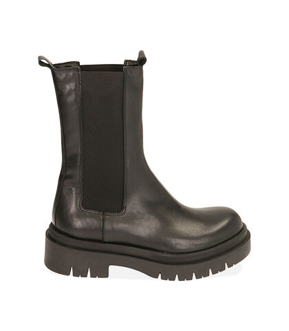 Chelsea boots neri in pelle, tacco 4 cm , Valerio 1966, 20A5T5039PENERO035, 001