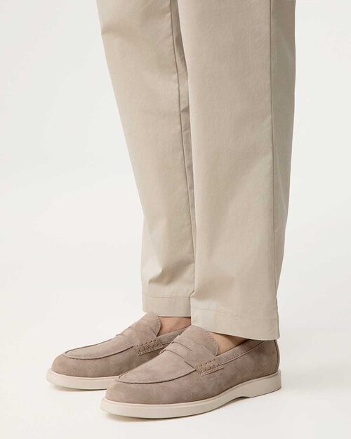 Mocassino beige in camoscio, BEIGE