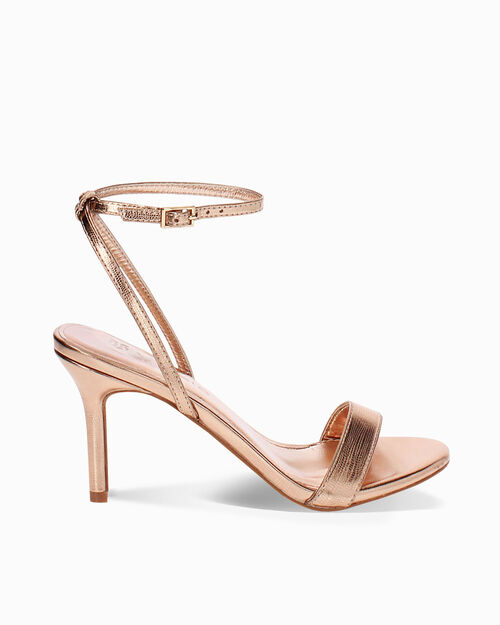 Sandalo donna rosa-oro in laminato, MULTI COLOR