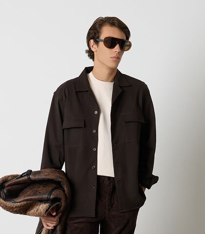 Giacca-camicia in cotone testa di moro da uomo, Valerio 1966, 26Z3T0038COMOROI, 002