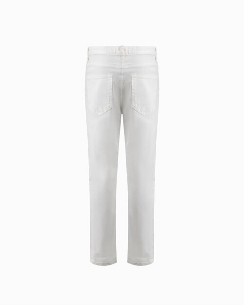Pantalone in tela jeans bianco, WHITE