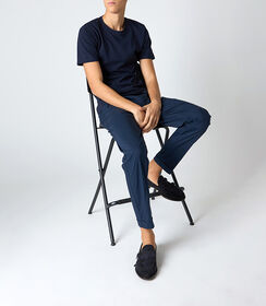 T-shirt da uomo in cotone tinta unita blu, Valerio 1966, 25N8T1050COBLUEL, 003 preview