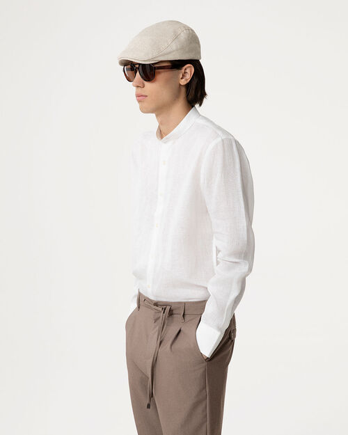 Camicia bianca colletto coreana, WHITE