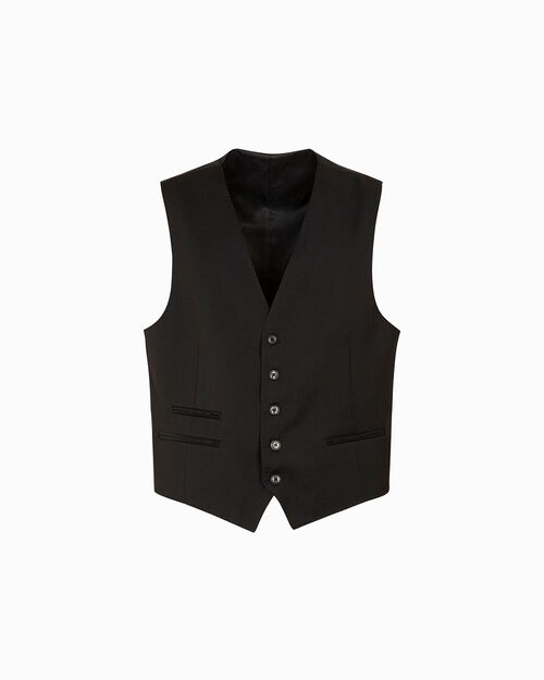 Gilet nero con chiusura a cinque bottoni, BLACK