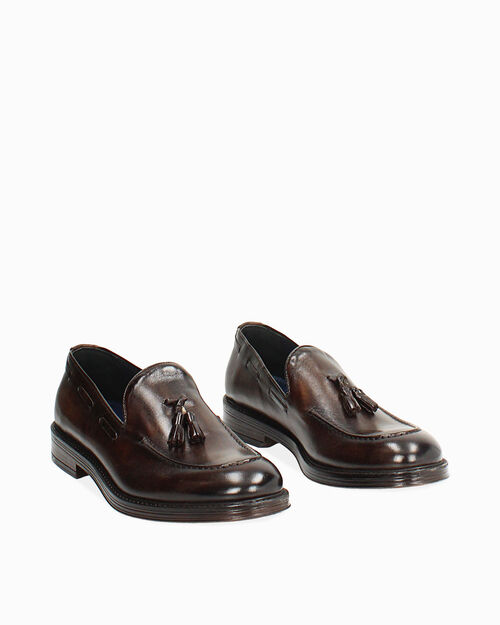 Mocassino da uomo classico con nappina in pelle, DK BROWN