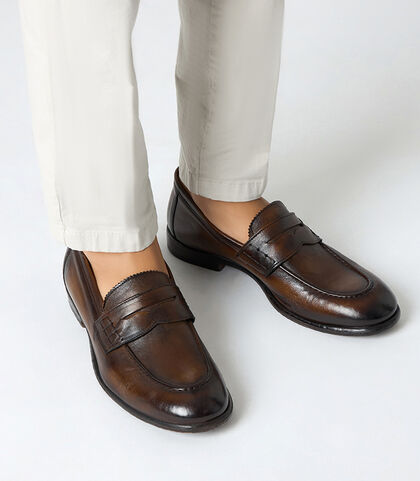 Mocassini da uomo cognac in pelle, Valerio 1966, 2553T0051PECOGN039, 002