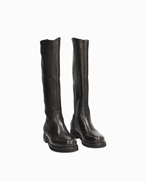 Stivali in pelle nera con design elegante, BLACK