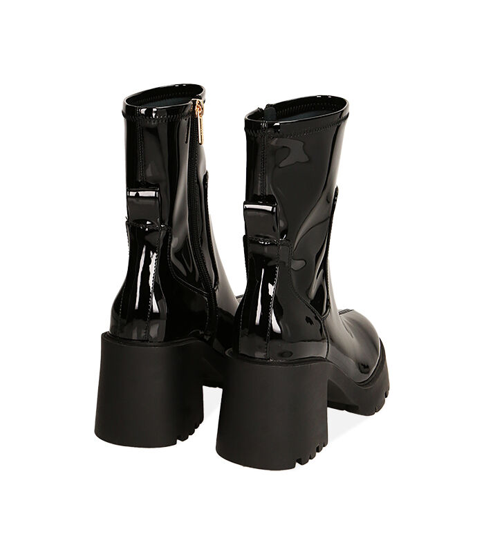 Stivaletti neri in vernice tacco 8 5 cm