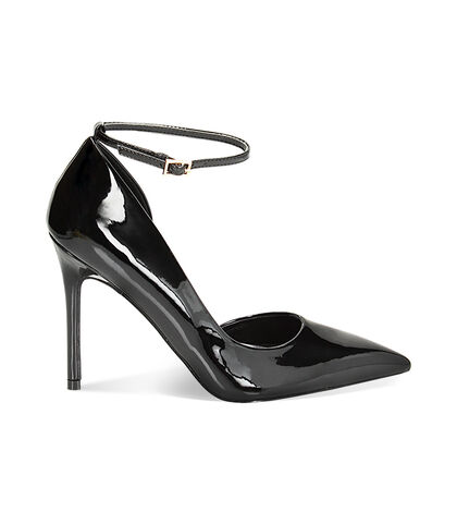 Décolleté open shank nere in vernice, tacco 10,5 cm, Valerio 1966, 2421T2021VENERO035, 001