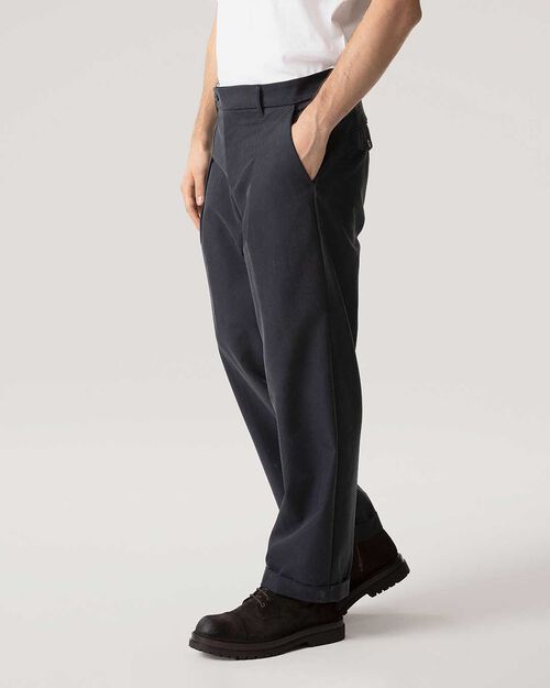Pantaloni blu con pieghe frontali, BLUE