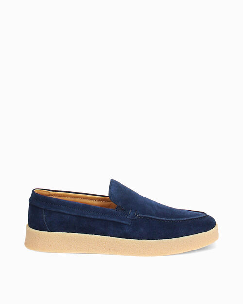 Mocassino da uomo in camoscio blu, BLUE