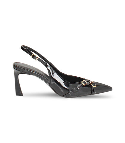 Slingback nera in vernice e suola in pelle, Valerio 1966, 2621T0603VENERO035, 001