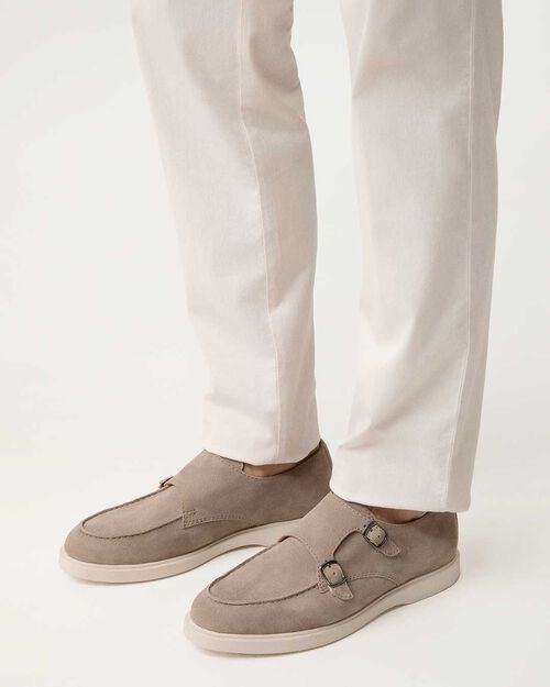 Scarpe monk strap beige doppia fibbia, BEIGE