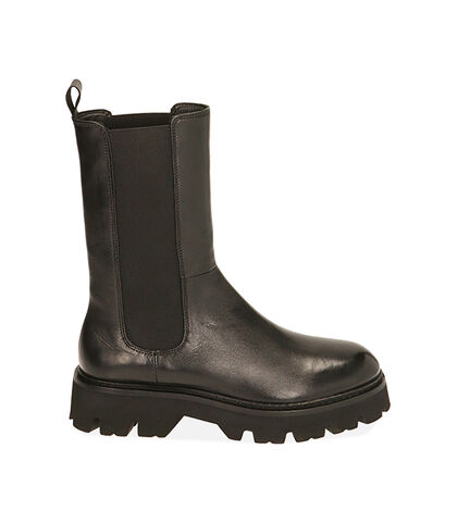 Chelsea boots neri in pelle, tacco 4 cm , Valerio 1966, 20N8T5003PENERO035, 001