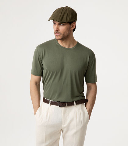 T-shirt verde oliva essenziale, Valerio 1966, 27C9T5579TSVERDI, 002