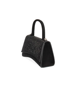 Borsa a tracolla in microfibra nera con pietre nere, Valerio 1966, 2451T6010MPNENEUNI, 002 preview