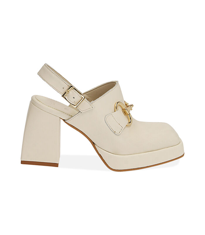 Sabot donna panna in pelle, tacco 9 cm | Valerio 1966