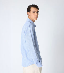 Camicia da uomo in lino blu-bianco, Valerio 1966, 25Z3T2302LNBLBI39, 002 preview