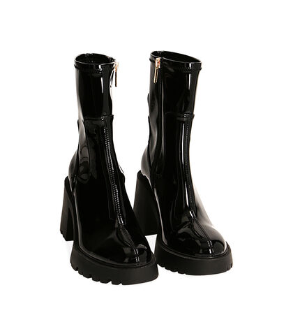 Stivaletti neri in vernice, tacco 8,5 cm, Valerio 1966, 22N3T3189VENERO035, 002