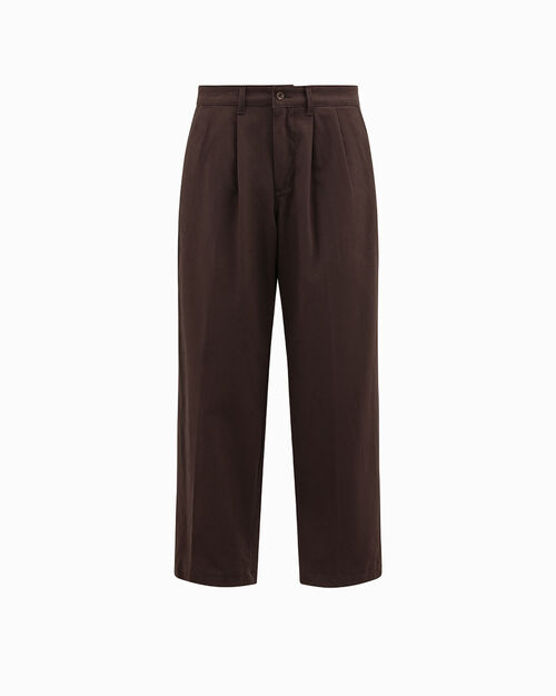 Pantaloni testa di moro con pince e tasche, DK BROWN