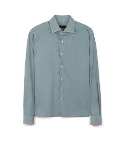 Camicia bianca e verde da uomo in cotone, Valerio 1966, 26Z3T0032COBIVE42, 003 preview