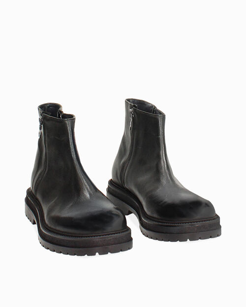 Tronchetto da uomo in pelle nera, BLACK