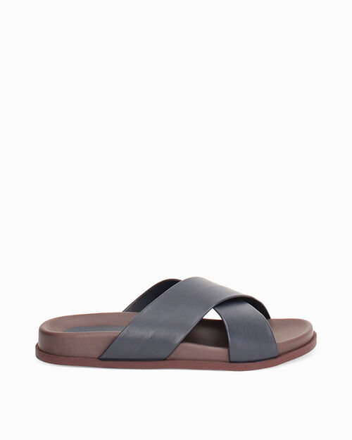 Sandali incrociati in pelle blu, NAVY BLUE