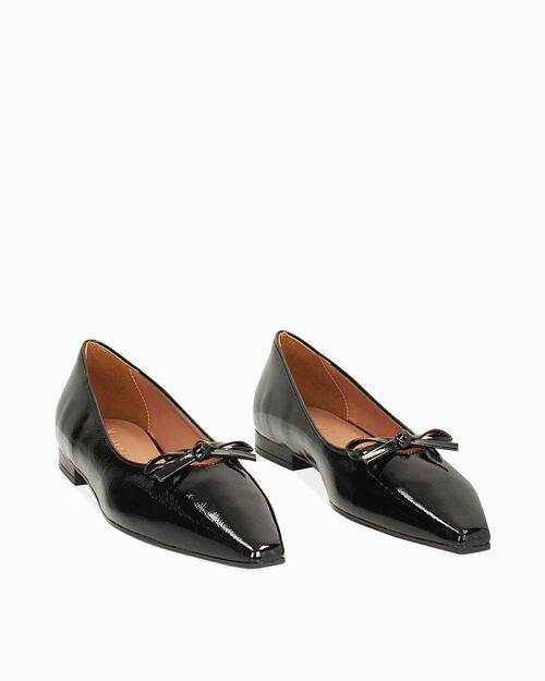 Ballerina nera in naplak a punta, BLACK