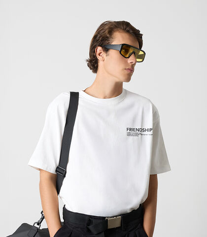 T-shirt da uomo in cotone bianco, Valerio 1966, 26J3T1106TSBIANI, 001