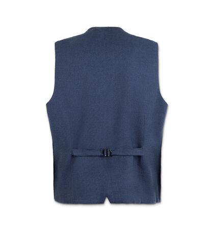 Gilet da uomo di lino blu, Valerio 1966, 25R1T2440LNBLUE42, 002