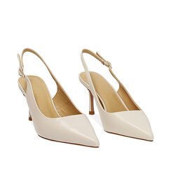 Décolleté slingback donna in pelle panna, Valerio 1966, 25M5T0601PEPANN036, 003 preview