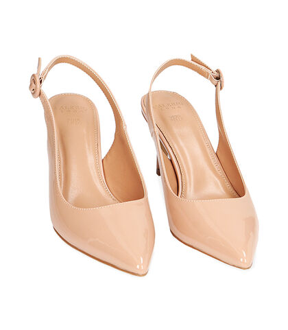 Décolleté slingback nude in vernice, tacco 7 cm, Valerio 1966, 2121T6703VENUDE035, 002