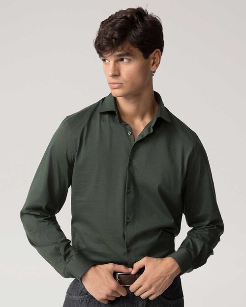 Camicia verde in cotone, GREEN