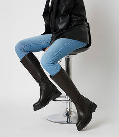 Stivali in vera pelle nera con suola in gomma alta 3,5 cm, Valerio 1966, 2610T0505PANERO035, 002 preview