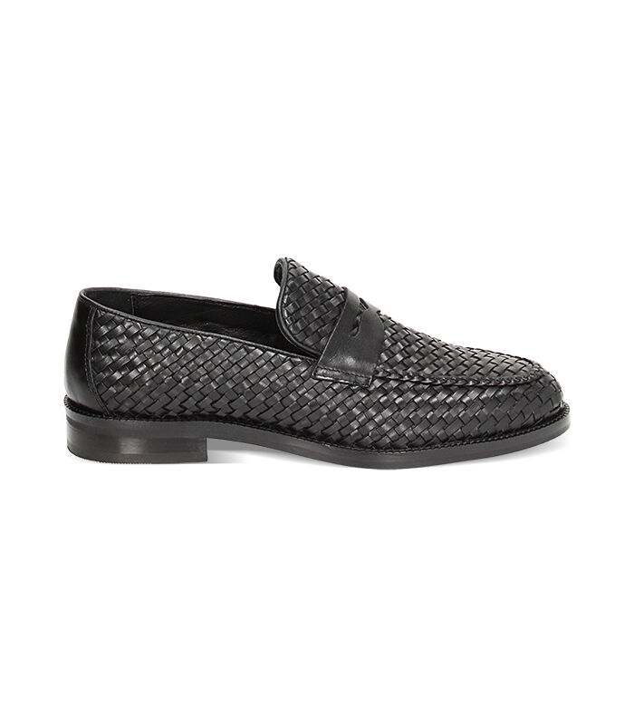Mocassini in pelle intrecciata nera, Valerio 1966, 2314T5307PINERO040