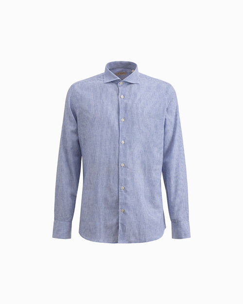 Camicia bianca-blu con texture leggera, 