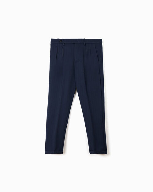 Pantaloni blu con pence da uomo, BLUE