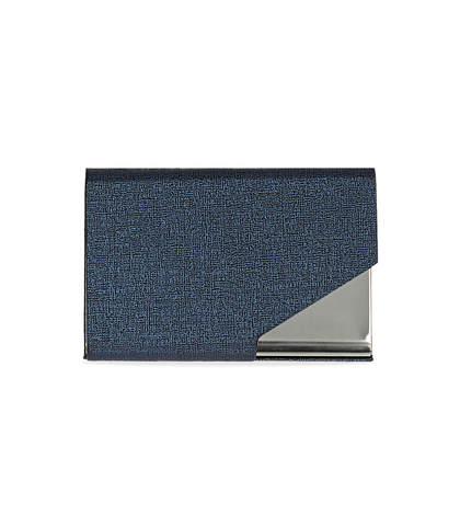 Portamonete blu in pelle con logo embossed, Valerio 1966, 10A4T1000PEBLUEUNI, 001